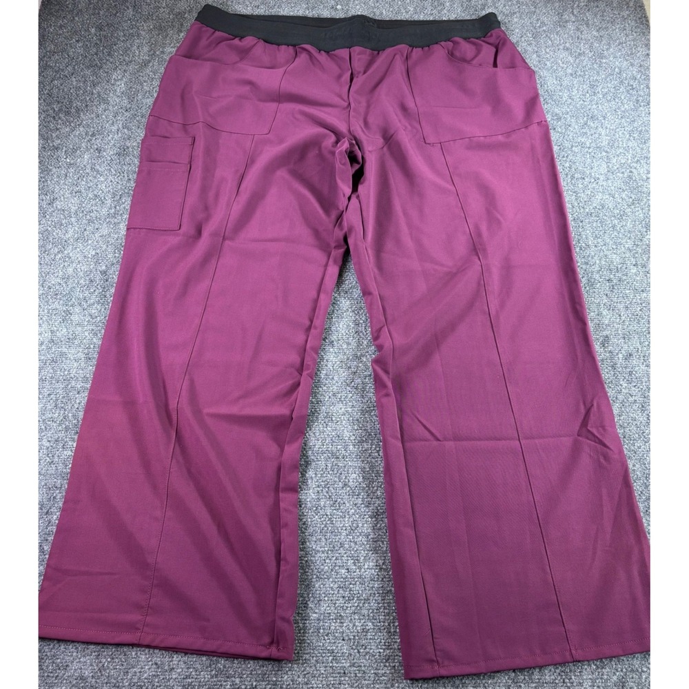 Ave by Medline Scrub Pants Womens XXL Burgundy Elastic‎ Waist Cargo Medical Wear
